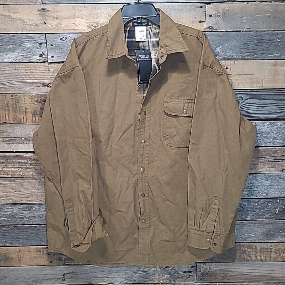 Rivers End Shirt Jacket Mens Lined Plaid Khaki Brown Utility 2XL NWT